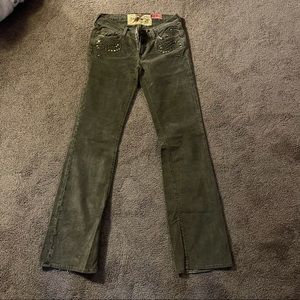 Studded Corduroy Low Rise Seven Pant